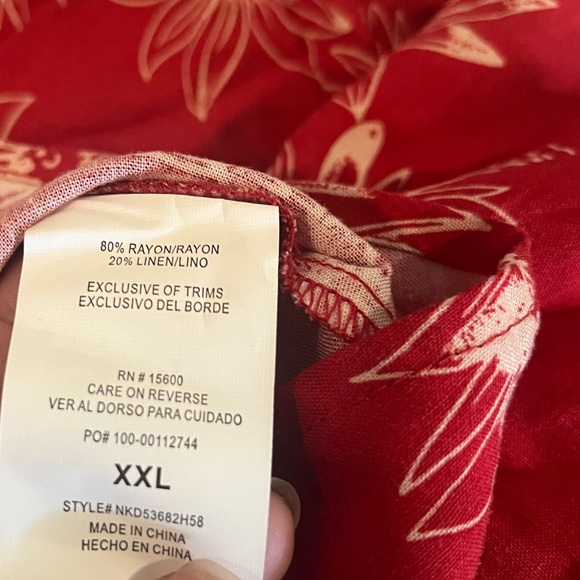 Rewind Juniors Tie Front Fit & Flare Dress, Women's SZ XXL, Red Hawaii - Picture 7 of 7